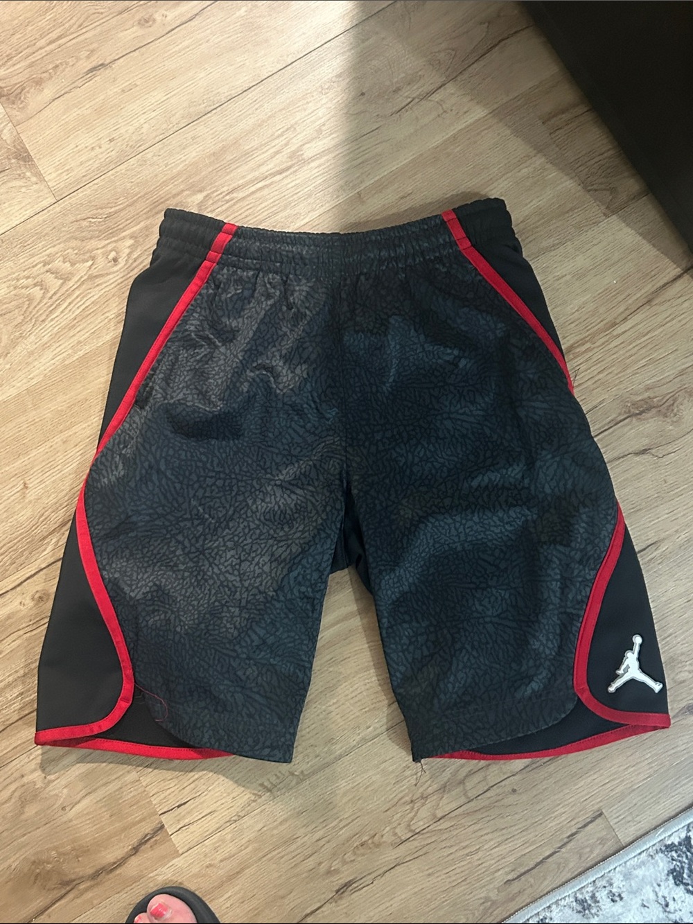 Jordan kids Large Black Shorts with Red Trim